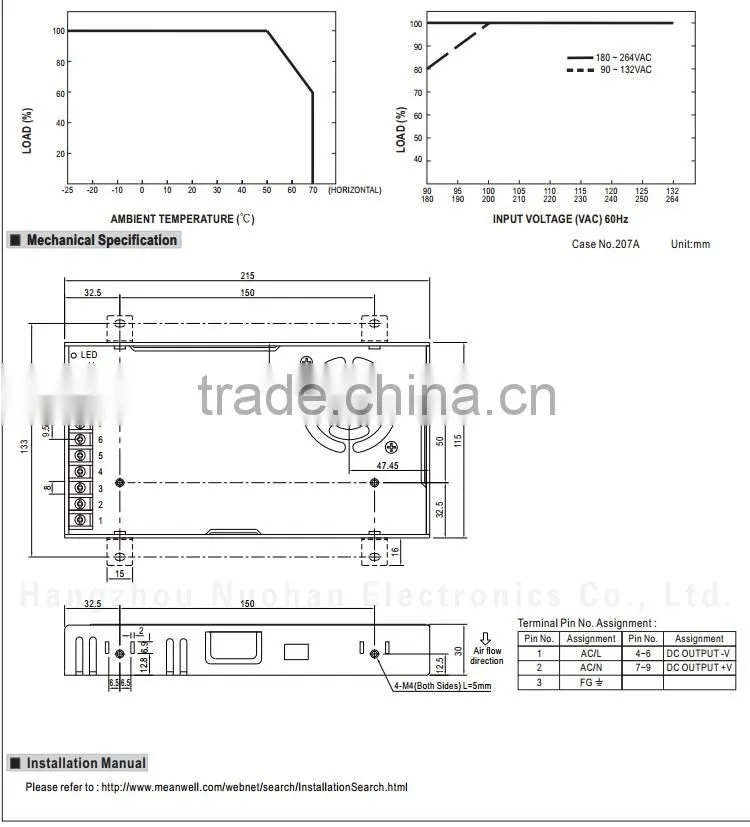 Mean Well LRS-350-4.2 Single Output Switching Power Supply 350W 4.2V 60A