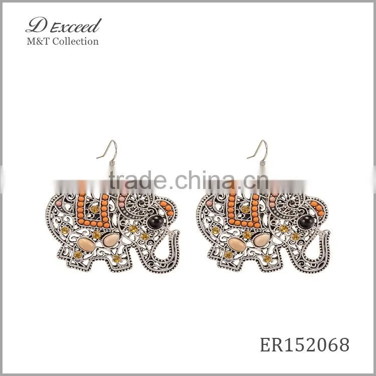New Designs Women's Vintage Jewellery Earrings Elephant Piercing Gold Plating Drop Earrings