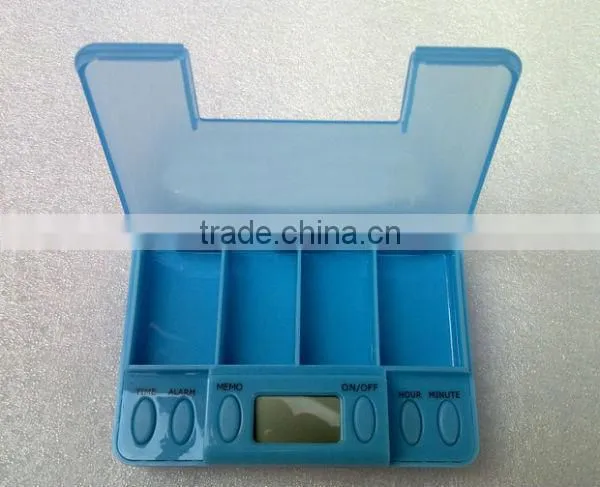 Three Buttons Four Large Compartments Pill Box Timer Countdown Timer with Alarm Function