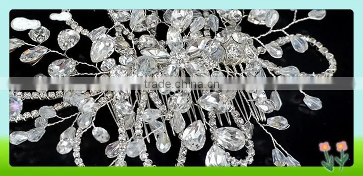 2016 Wholesale bling bling crystal haircomb for bridal,decorative haircomb