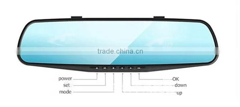 Factory price Dual lens car DVR 4.3inch TFT LCD ,Mirror lcd car dvr