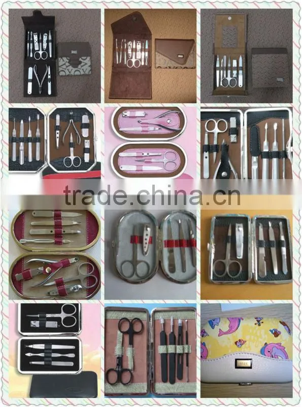 MRT-065 Fashional PU bag stainless steel 9pcs manicure set