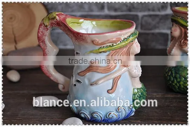 2015 new arrival ceramic mermaid mug mermaid shape