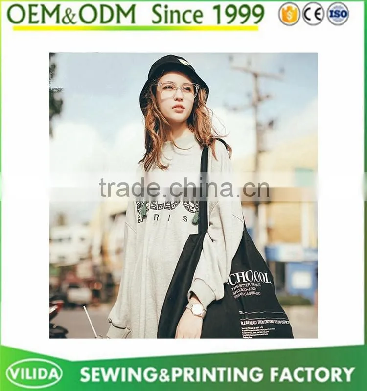 Factory in China OEM Custom Autumn Women Fashion 100% Cotton Long Hoodies Dress