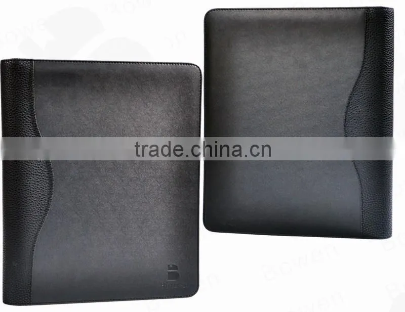 black leather portfolio folder/ office folder with document slot