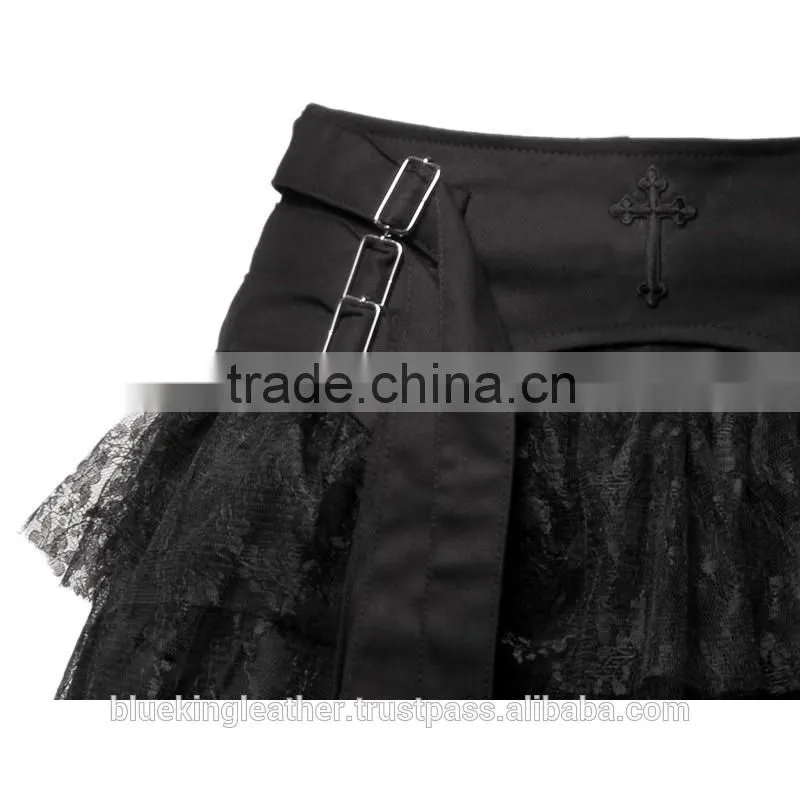 GOTHIC BLACK MINI SKIRT FOR WOMENS STEAMPUNK GOTH