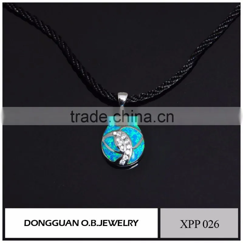 Fashion wholesale jewelry latest pendant necklace with synthetic opal stone