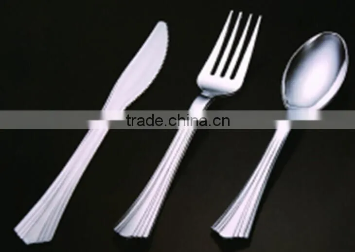 Large Plastic Forks Knife And Spoons,Siver Coated Cutlery,Disposable Plastic Metallic Cutlery