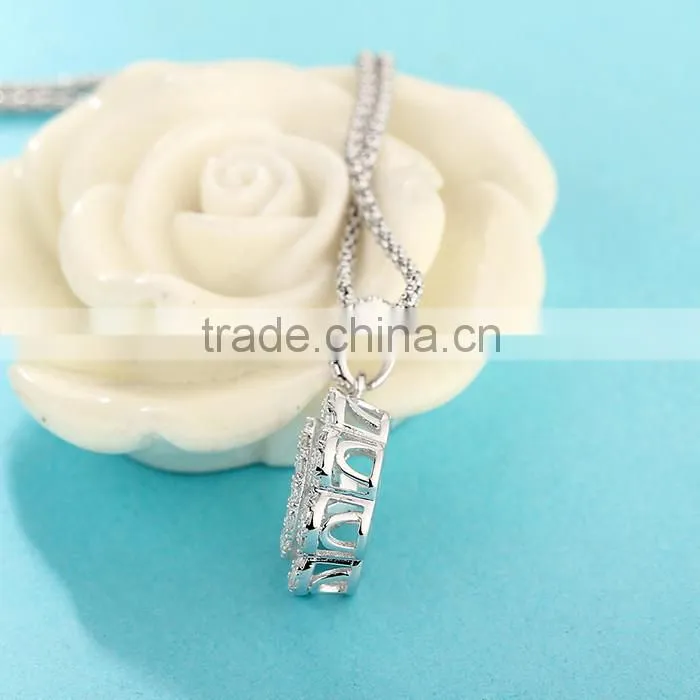 Silver Fashion Jewelry 2016 Dancing Stone Pendant Neckalce Women Jewelry SPG916W