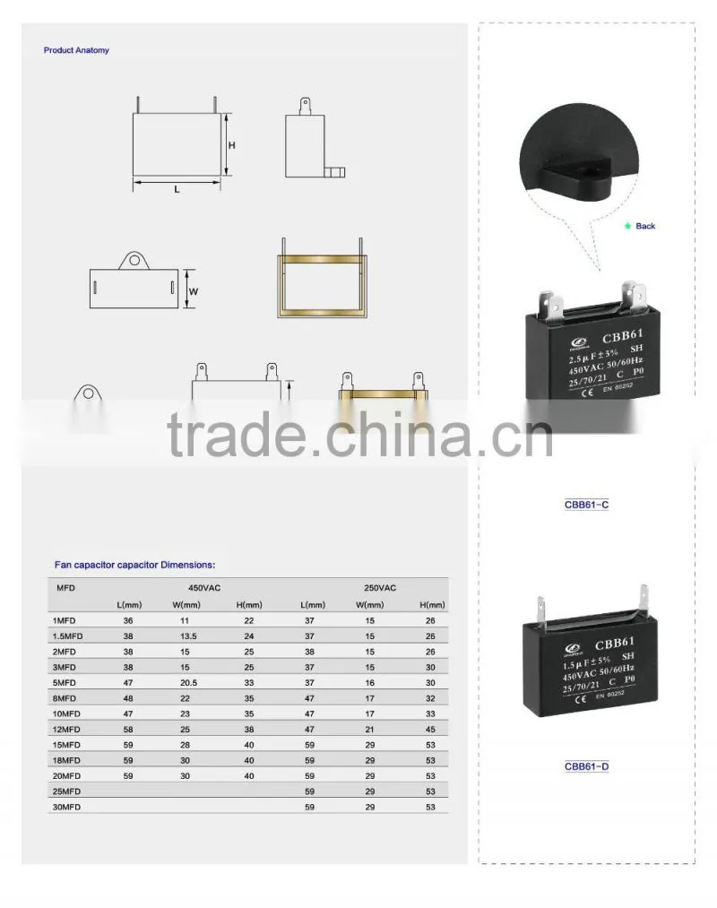 ceiling fan wiring diagram 450vac 1.5uf cbb61 capacitor