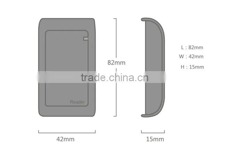 waterproof Metal Proximity 13.56Mhz Ic MF Card access control reader