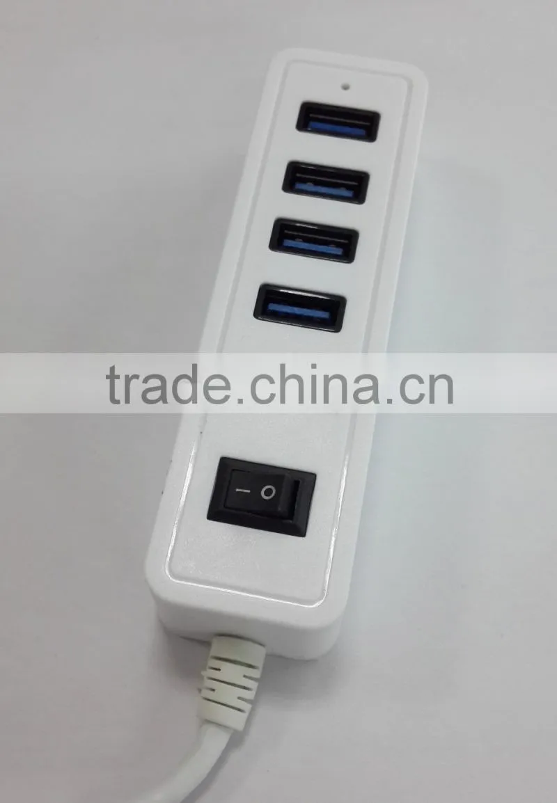 Hot products usb3.0 4 por hub, 4 port usb 3.0 hub from usb hub suppliers with a switch of Black and white plastic