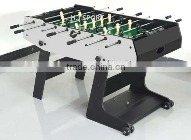new design standing foldable wooden kicker table fussball table with 2 wheels