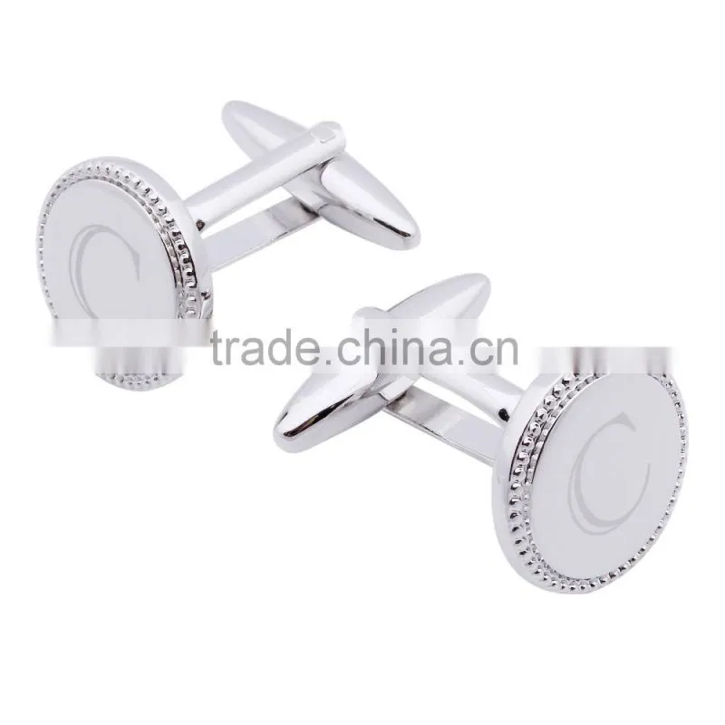 2016 wholesale laser letter mental silver cufflinks