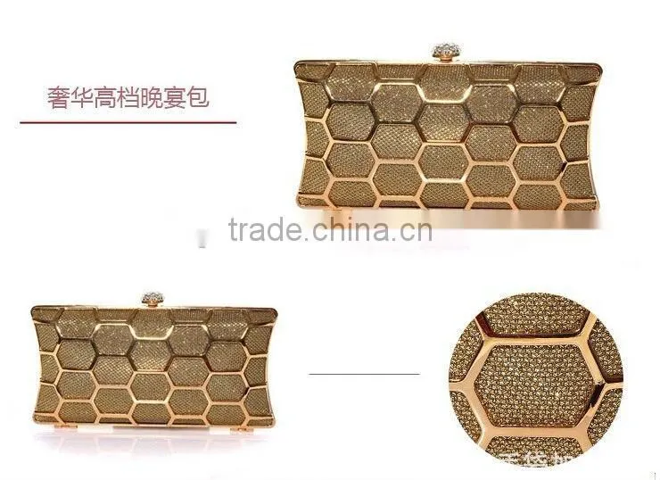 2014 leather with metal hollow evening bags fashion clutch Evening Bag