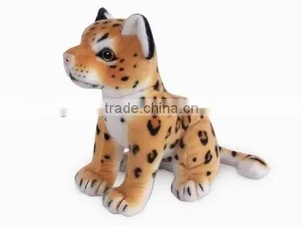 factory wholesale realistic plush toys sitting brown leopard stuffed plush jungle animal toy super soft plush brown leopard
