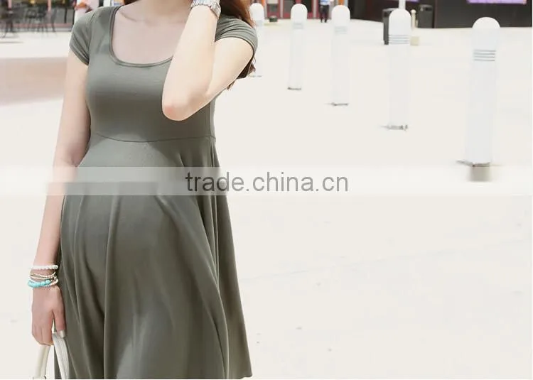 Summer Short Sleeve Slim Pregnancy Dress Wear for maternity O-neck