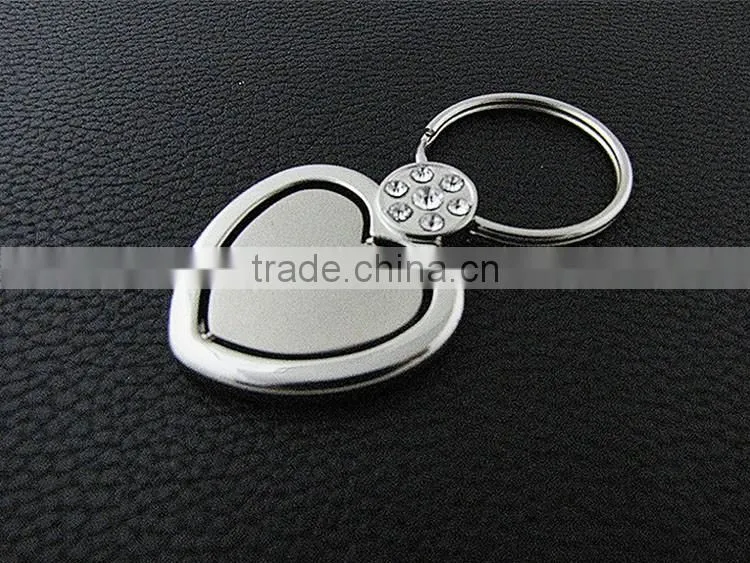 custom metal fancy heart shape spinning cute keyring for lovely girls