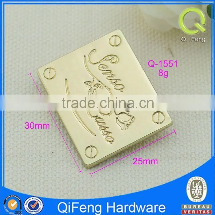 Handbag logo metal plate custom brand logo Q-1525