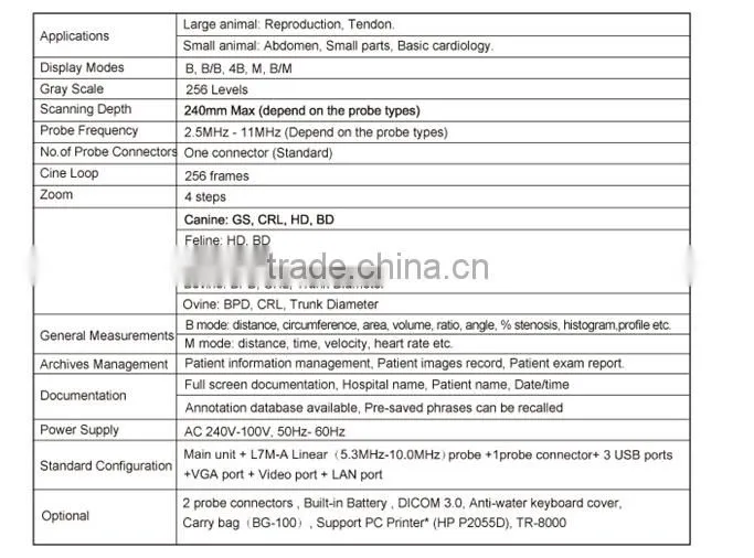 2015 hot selling Veterinary Instrument Ultrasound Scanner ECO1 VET with 2.5-11MHz probe frequency