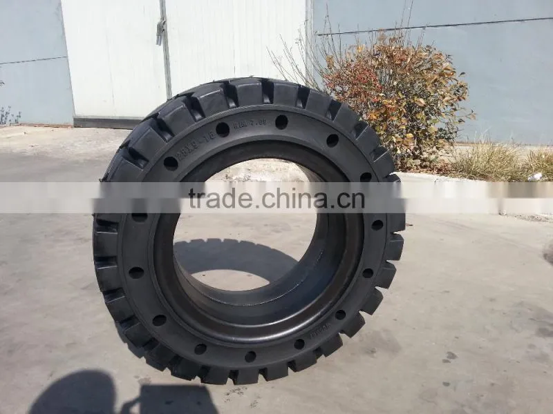 China good price forklift 5.00-8 6.00-9 pneumatic shaped Solid cushion tires with holes