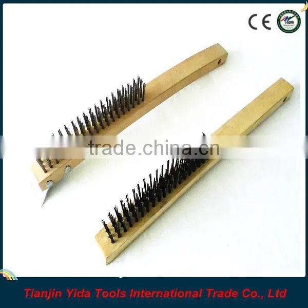 steel wire brush with wood handle