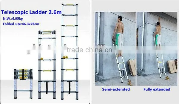 2m 7 steps EN131 extension telescopic aluminium ladder
