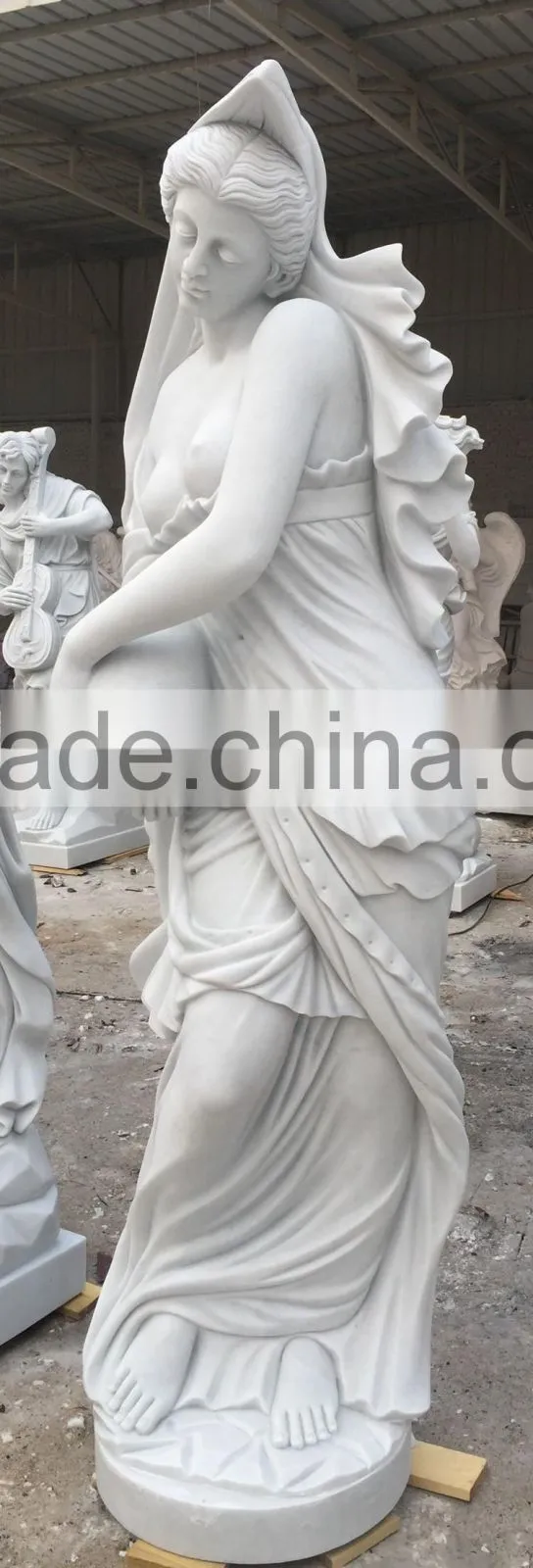 Natural Marble Stone Carved Woman Garden Statue