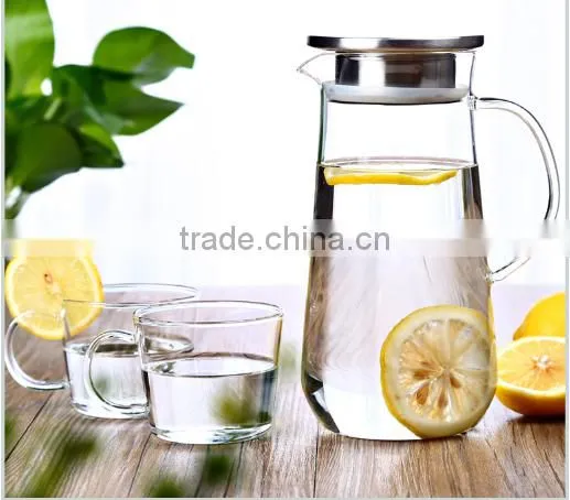 Clear Glass Water Jug Set with two glass water cups