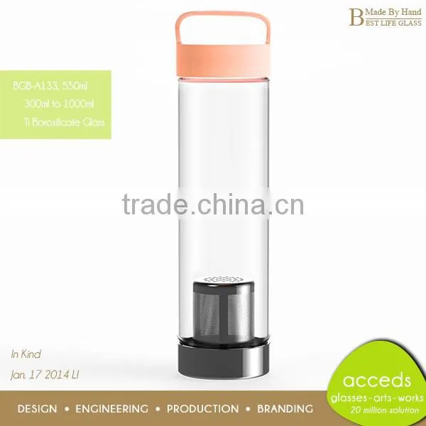 High Quality Pyrex Glass Sport Large Mouth Drinking Bottle