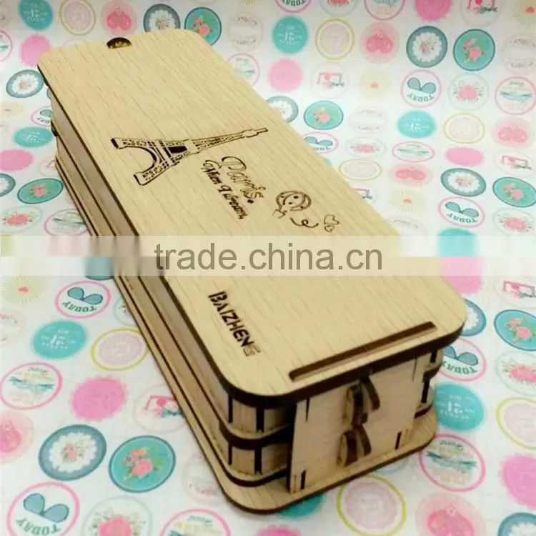 Multi-function Korean creative students wooden pencil case