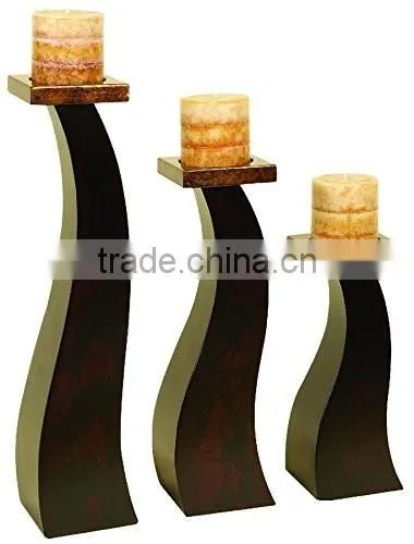 Home Decor Wood Candle Holder , Set of 3