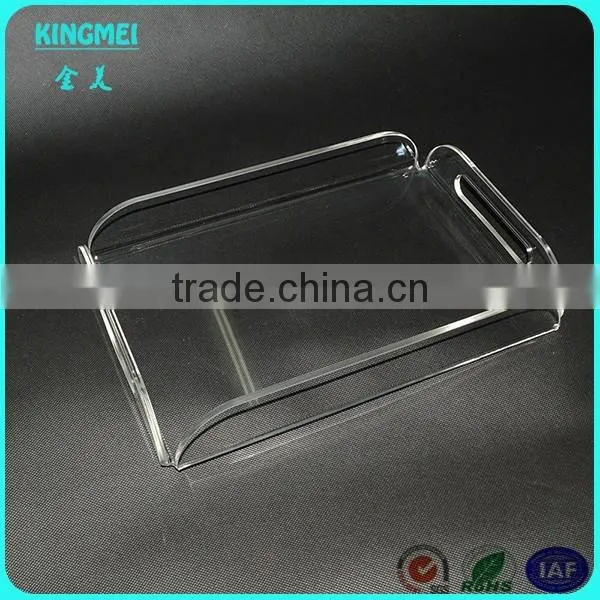 Crystal square acrylic beer tea tray with handles and round corner