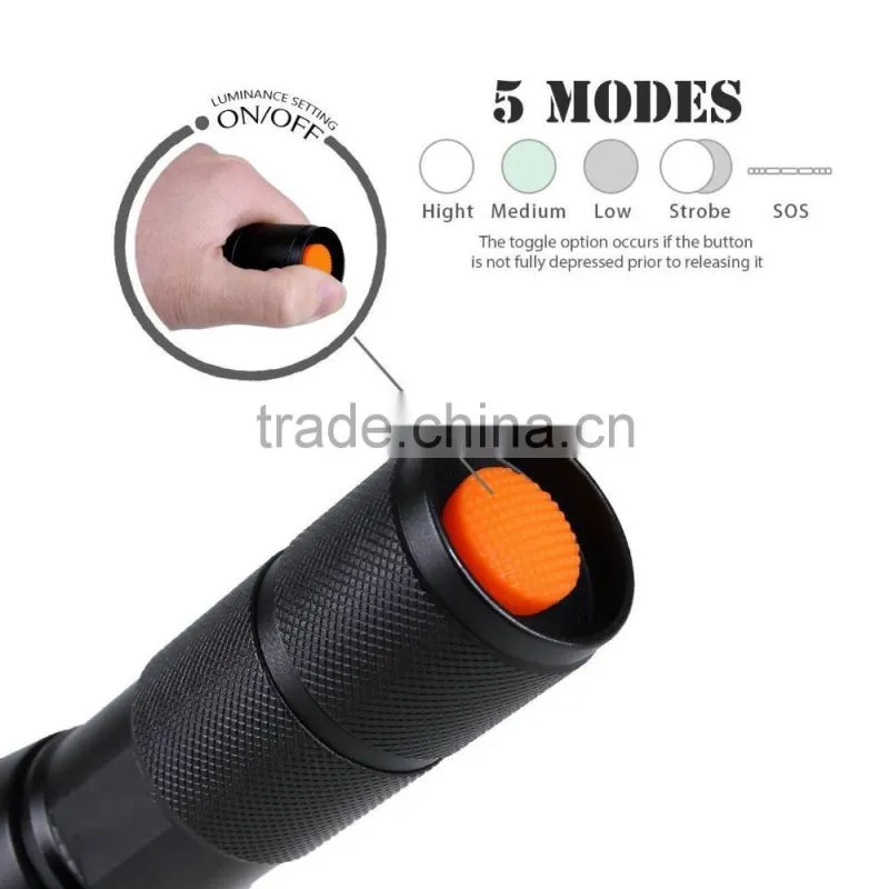 High quality 5 Mode High Power Flashlight Tactical Led Flashlight Handle flashlight