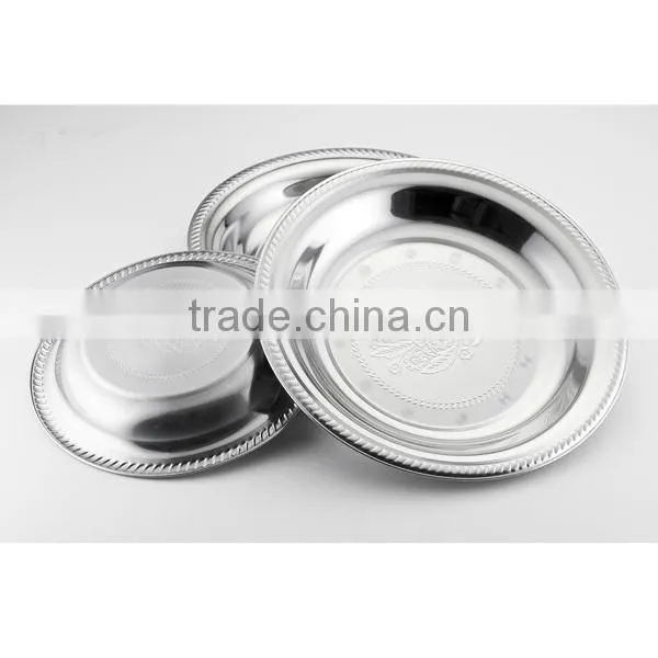 Stalinless Steel Serving Tray Round Tray in K-Gols Color