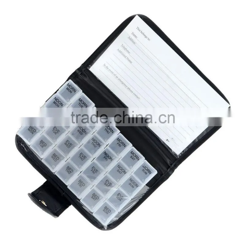New PU Removable Compartments 7 DAY PILL WALLET Tablet Organizer Dispenser Box