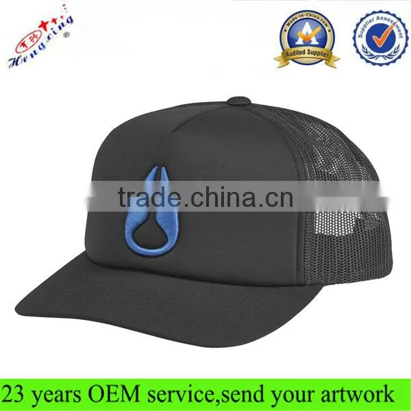Embroidery rollips korea flat brim 5 panel mesh baseball cap
