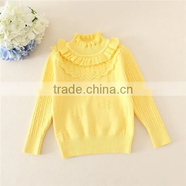 Autumn Winter Plain Hot Sales Clothes Children Cardigan Girls Pullovers Pure Yellow Sweaters For Winter