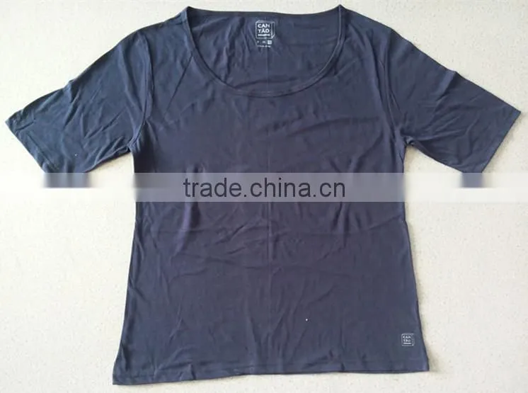 Stock lot 35 cotton and 65 polyester ladies t shirt