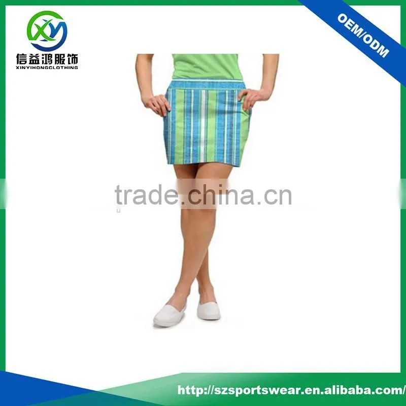 2017 Ladies fashion colorful slim fit dry fit stretch pattern golf skirts/golf skorts