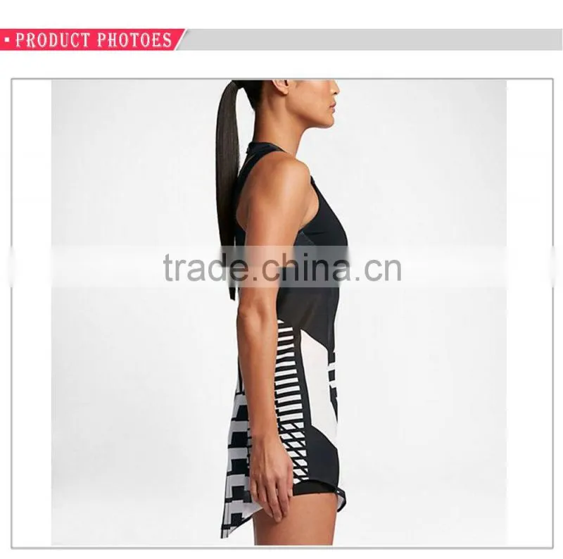 Dri-fit technic mesh patched polyester spandex tennis dress women tennis wear