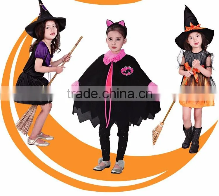 Black color long sleeve halloween witches style kids mexican costumes