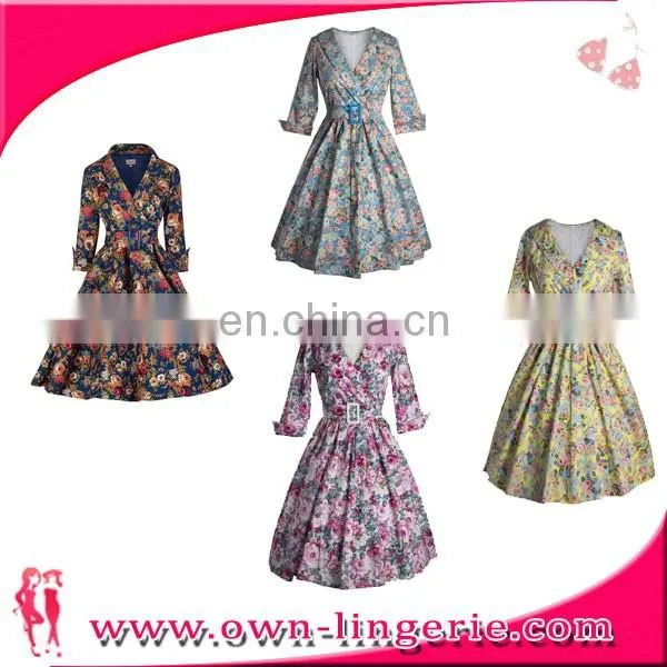 Retro Dress wholesale Classic women 1950s 3/4 sleeve vintage rockabilly swing dress/party dress/evening dress