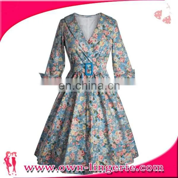 Retro Dress wholesale Classic women 1950s 3/4 sleeve vintage rockabilly swing dress/party dress/evening dress