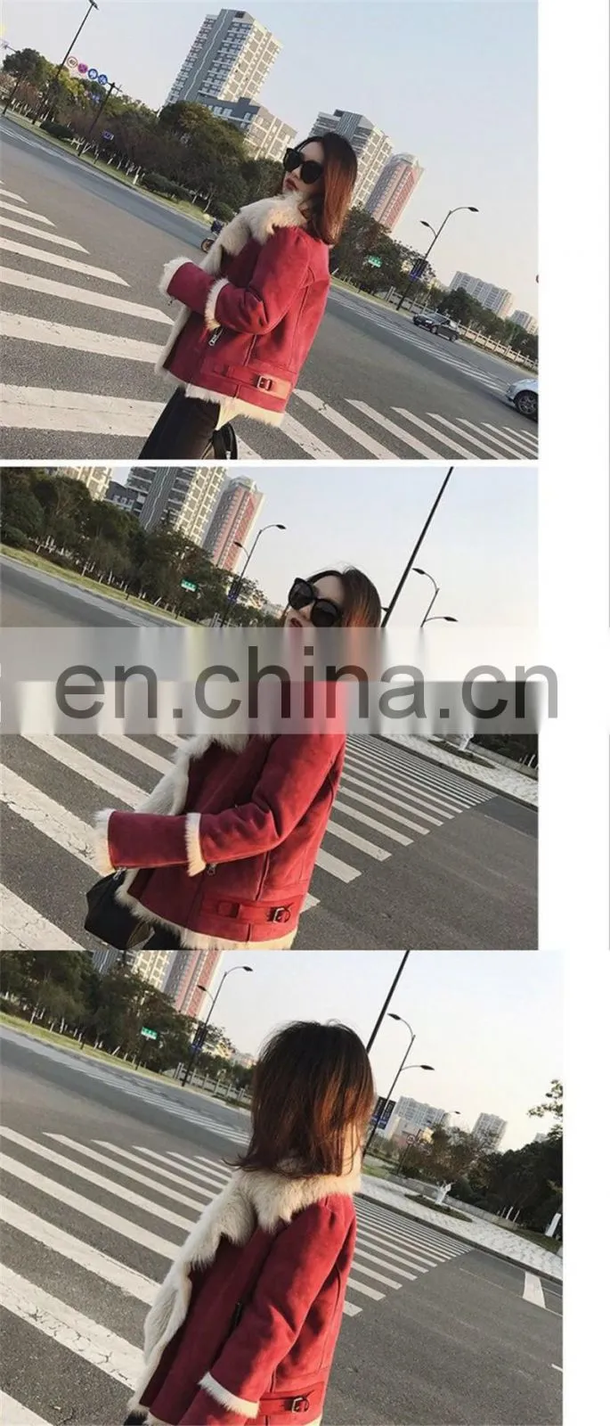 Winter Wholesale Custom Long Sleeve Real Sheep Fur Pure Leather Jacket