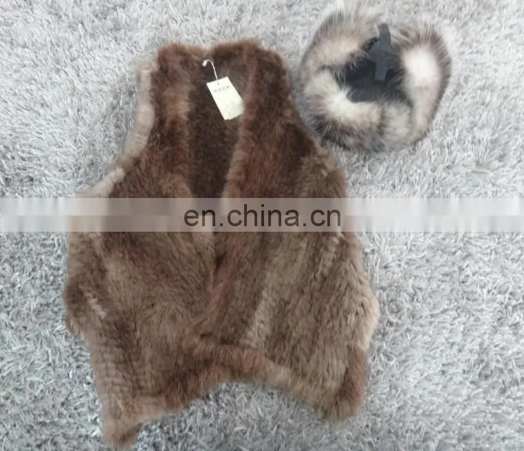 knitted mink fur tube cape for women