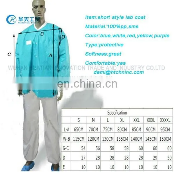 Nonwoven disposable lab coat/work uniform/work wear