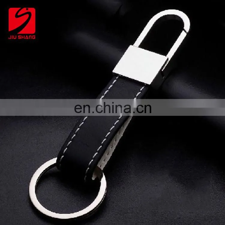 Customized car leather keychain with metal logo for promotion