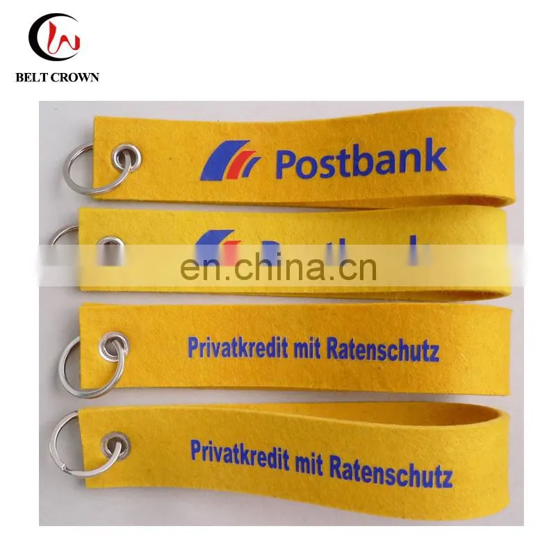 Promotional custom silk screen printed logo felt keychain with kering