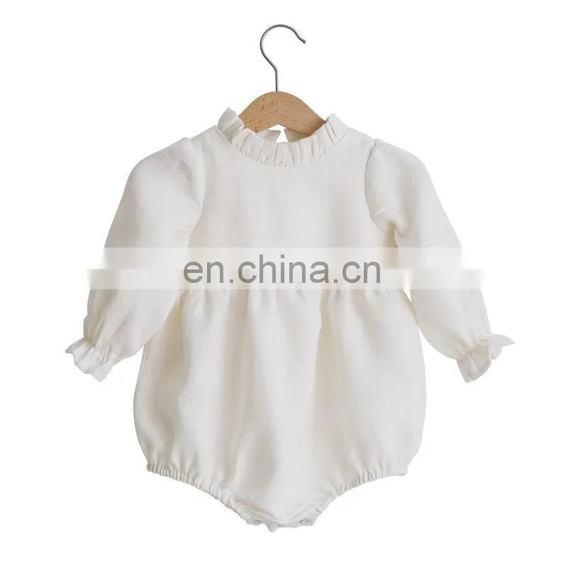 Baby Fashion Clothes Ruffle CollarPrincess Long Sleeve Linen Romper